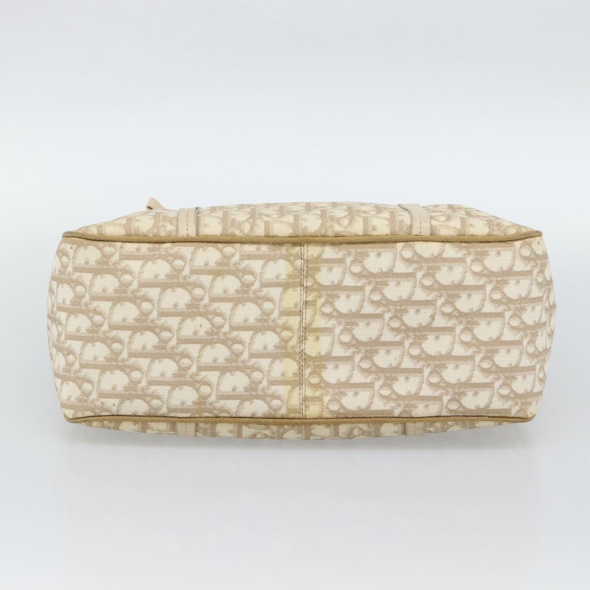 Christian Dior Trotter Canvas Romantic Chain Shoulder Bag PVC Ivory Auth 190613