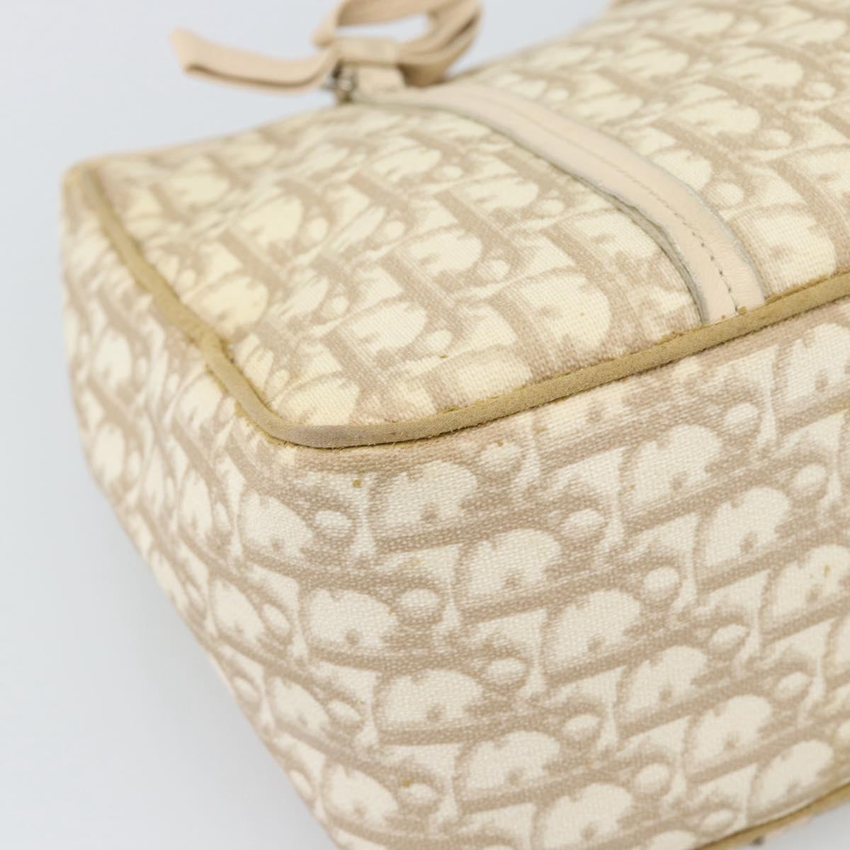 Christian Dior Trotter Canvas Romantic Chain Shoulder Bag PVC Ivory Auth 190613
