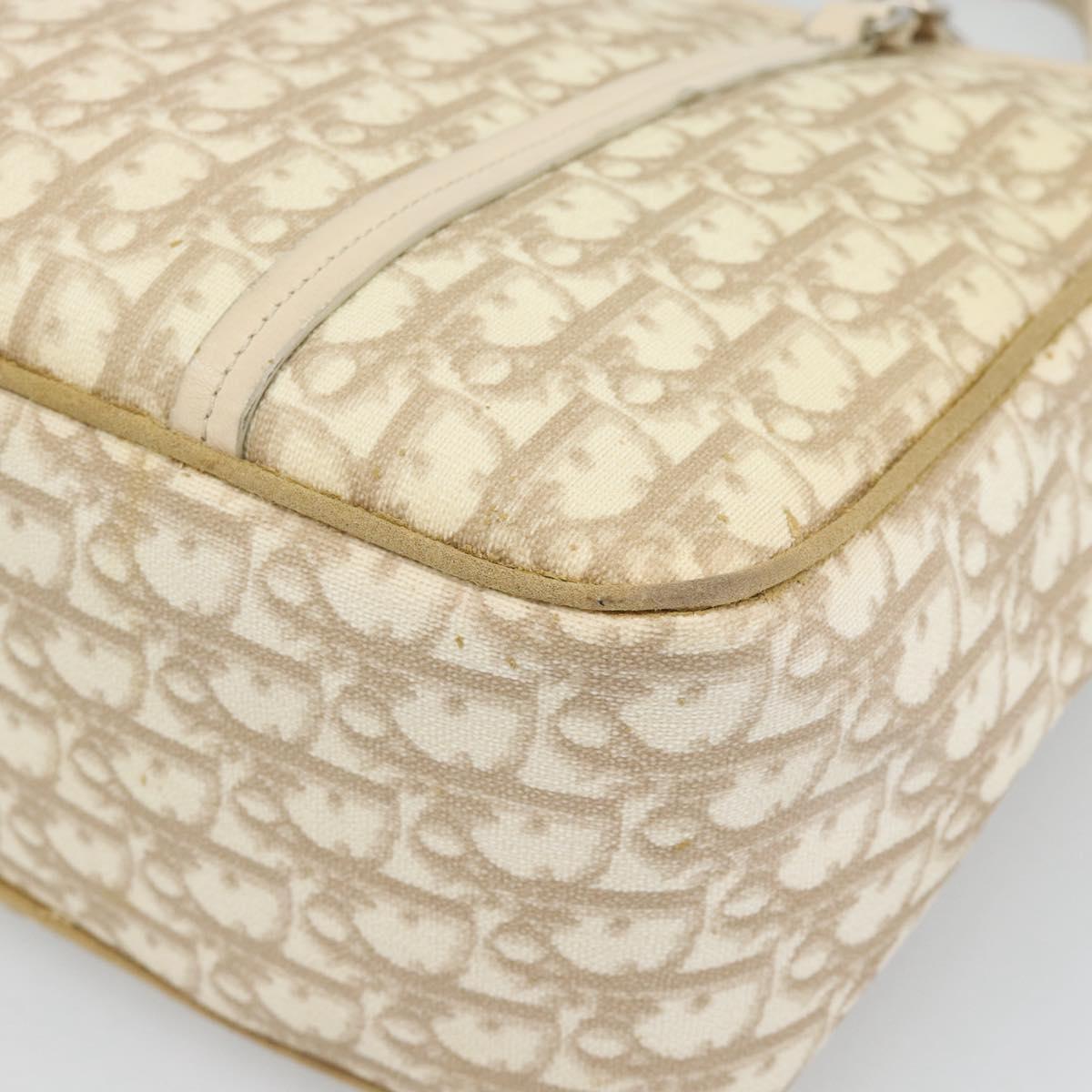 Christian Dior Trotter Canvas Romantic Chain Shoulder Bag PVC Ivory Auth 190613