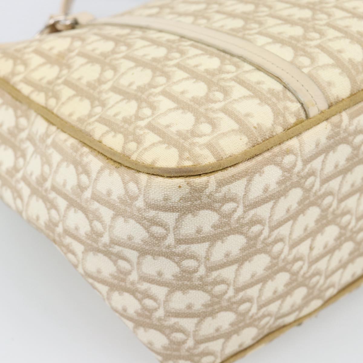 Christian Dior Trotter Canvas Romantic Chain Shoulder Bag PVC Ivory Auth 190613
