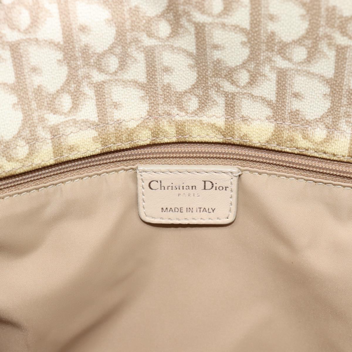 Christian Dior Trotter Canvas Romantic Chain Shoulder Bag PVC Ivory Auth 190613