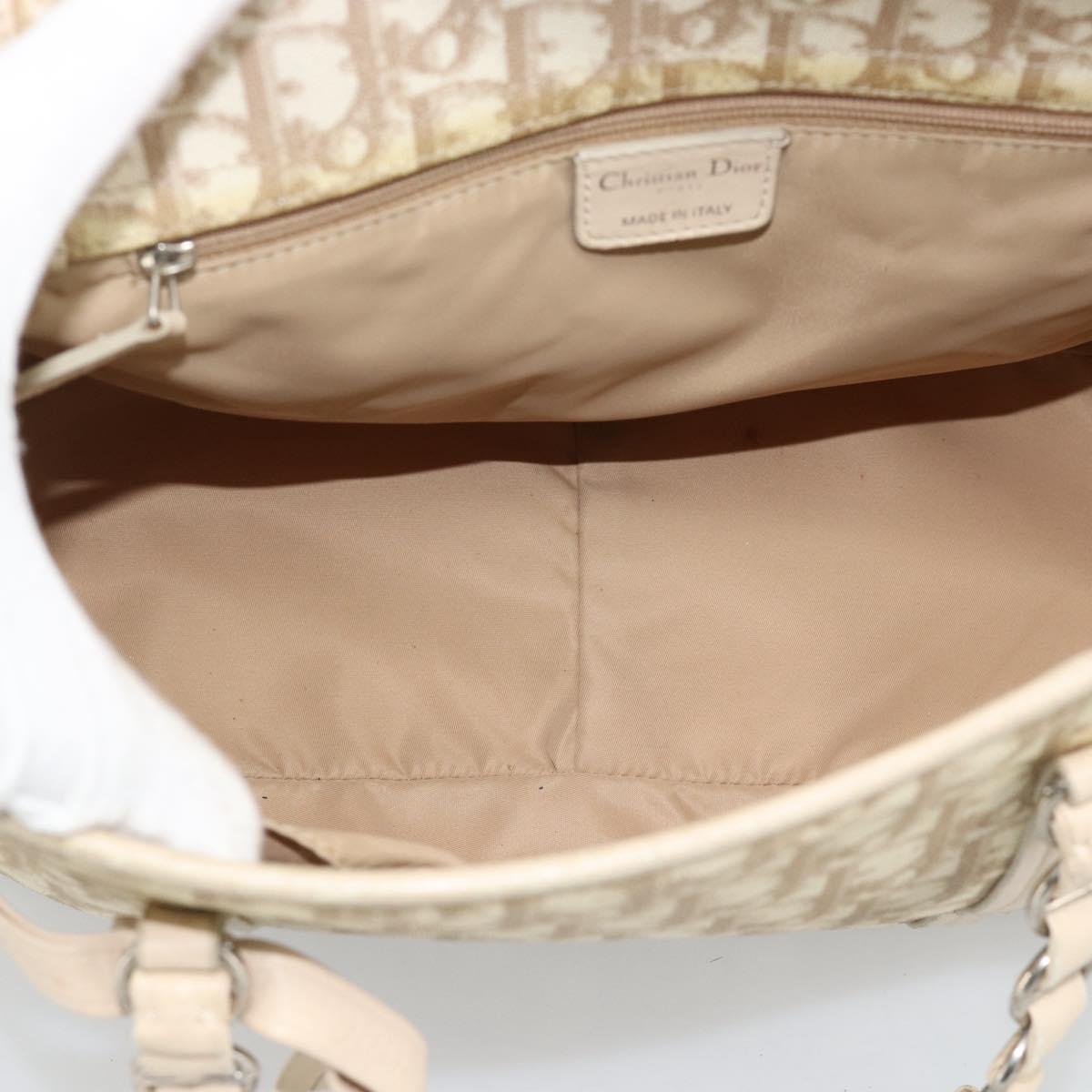 Christian Dior Trotter Canvas Romantic Chain Shoulder Bag PVC Ivory Auth 190613