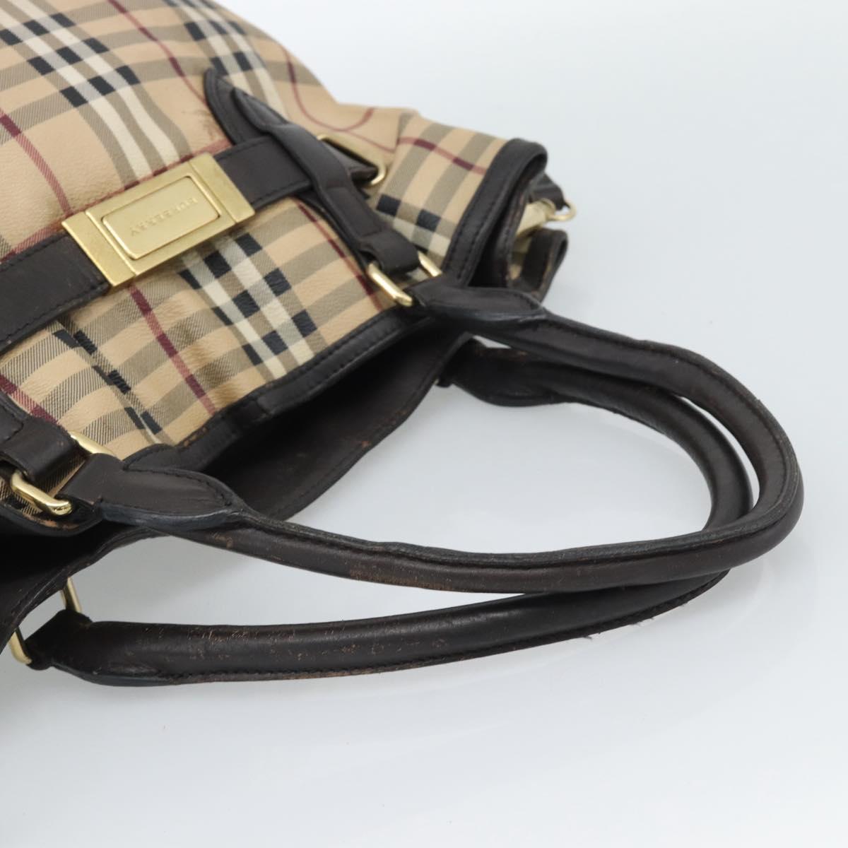 BURBERRY Nova Check Tote Bag PVC 2way Beige Gold Auth 190614