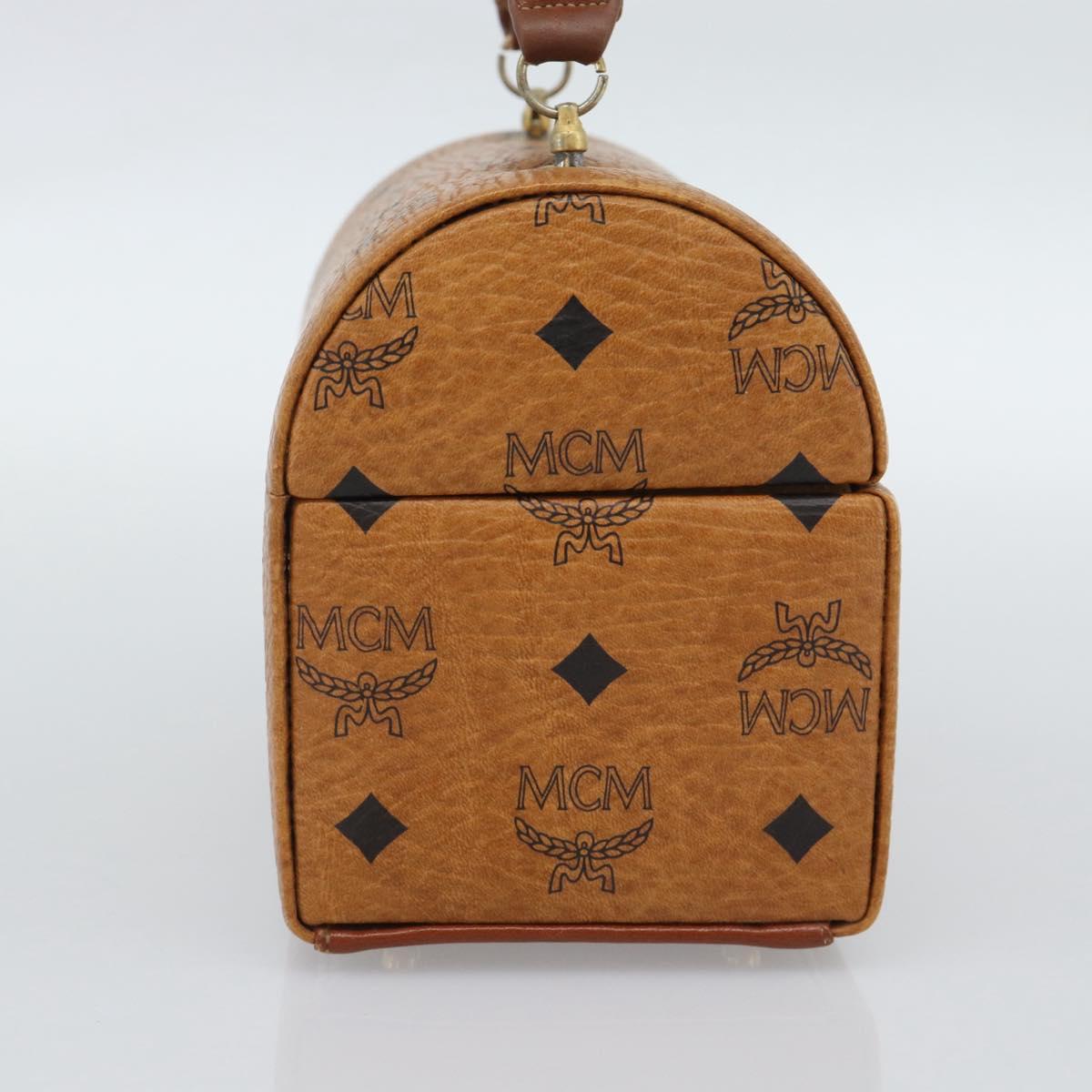 MCM Vicetos Logogram Vanity Hand Bag PVC Leather Brown Gold Auth 190615A