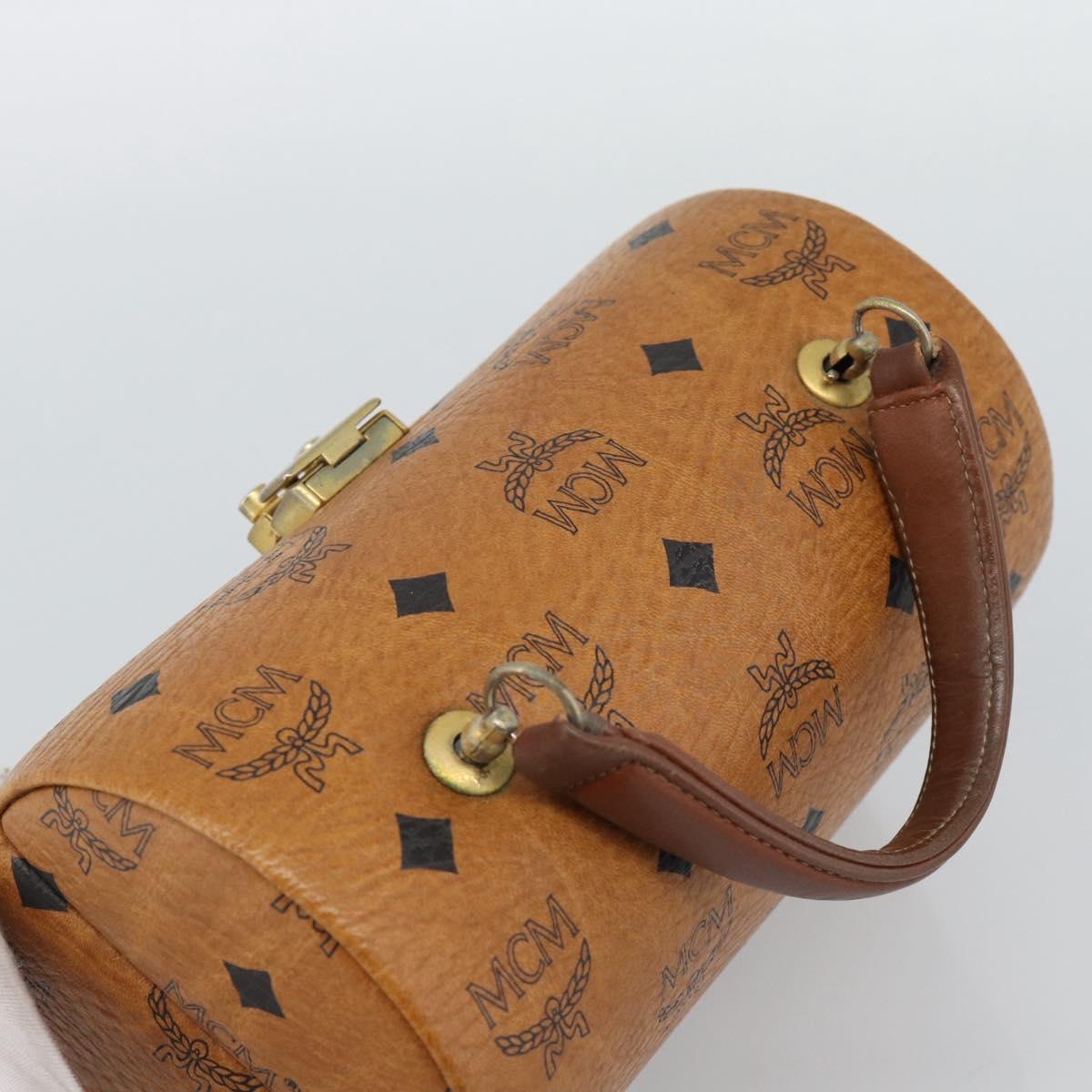 MCM Vicetos Logogram Vanity Hand Bag PVC Leather Brown Gold Auth 190615A