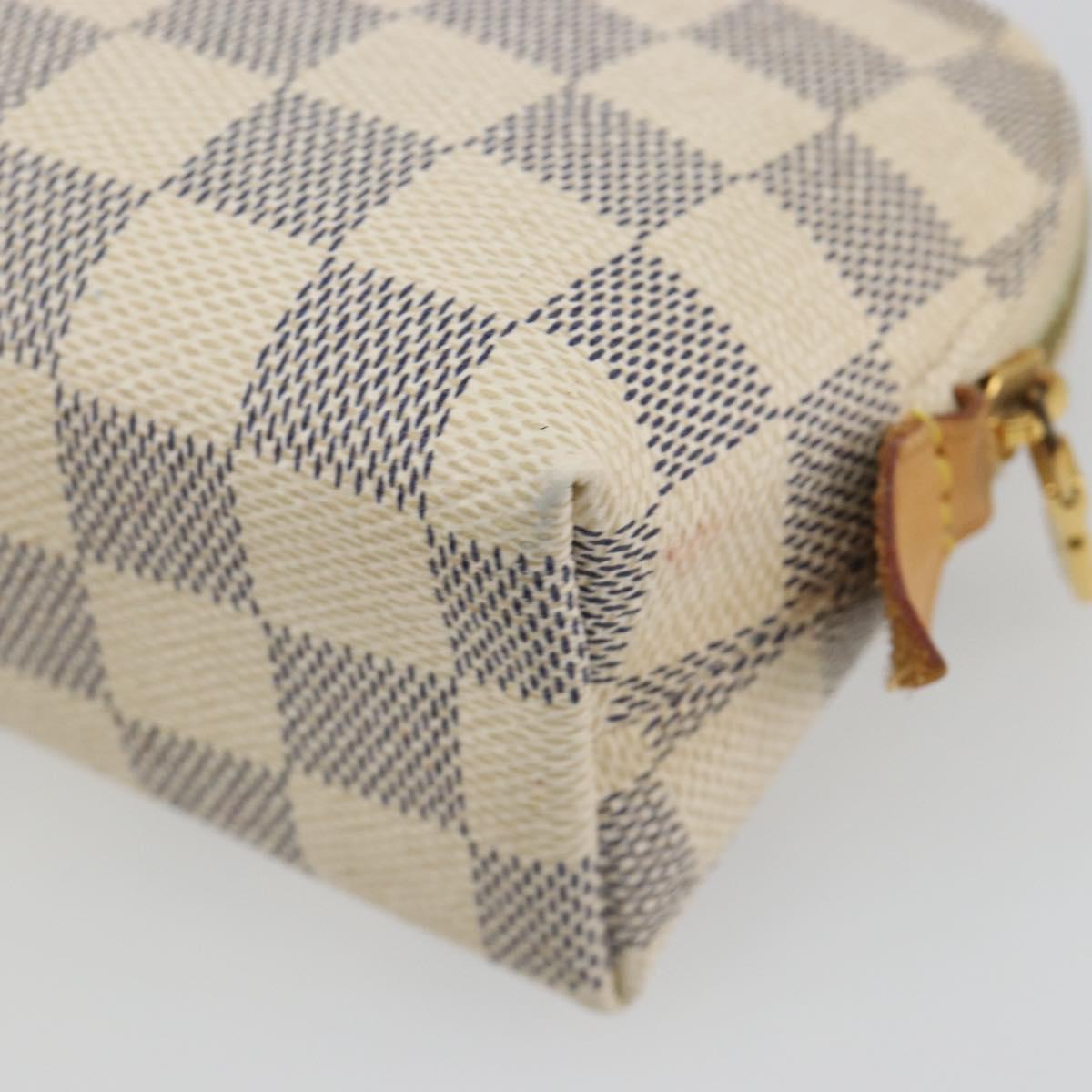 LOUIS VUITTON Damier Azur Pochette Cosmetic PM Pouch N60024 LV Auth 190617