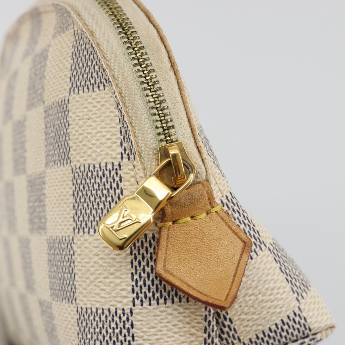 LOUIS VUITTON Damier Azur Pochette Cosmetic PM Pouch N60024 LV Auth 190617