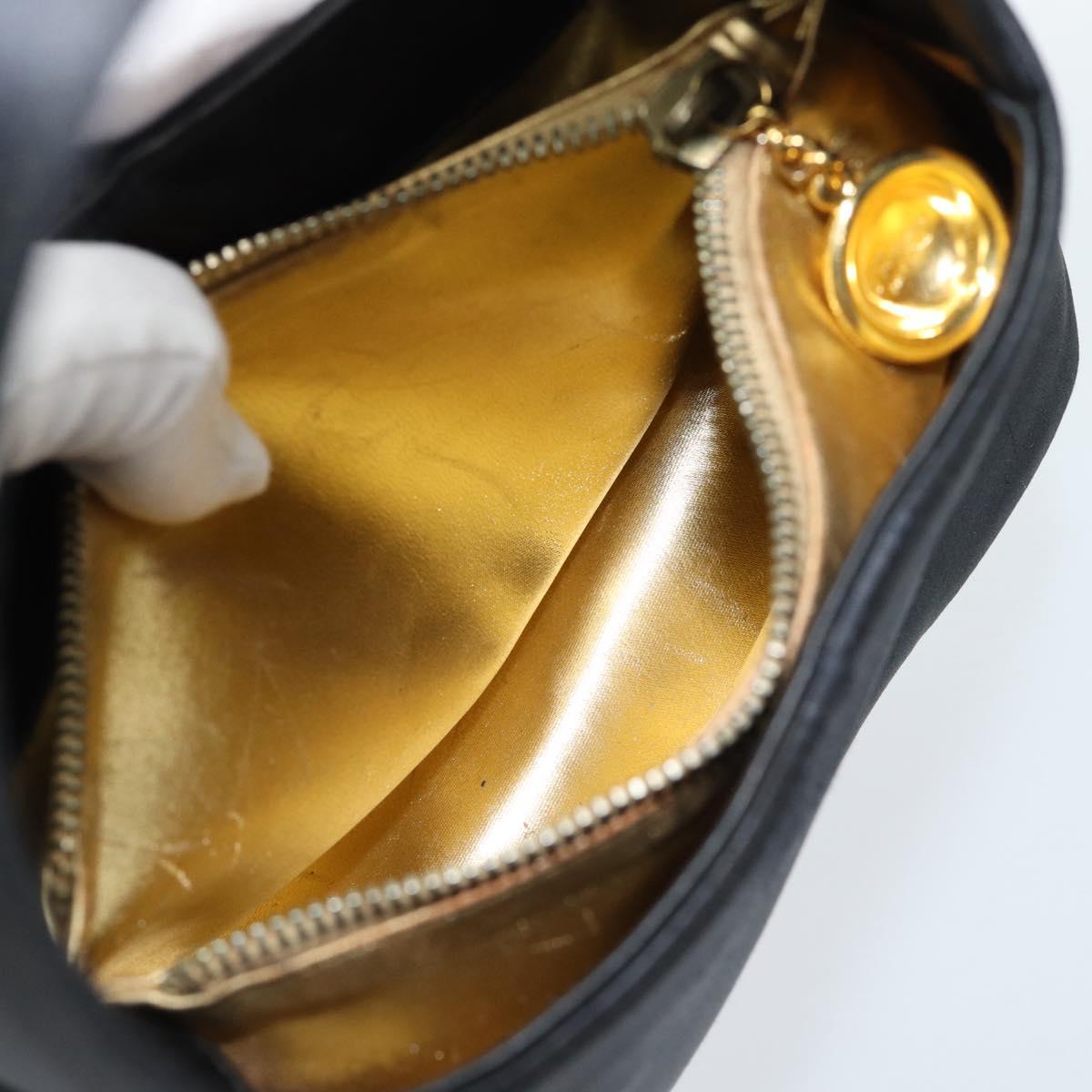 Salvatore Ferragamo Hand Bag Satin Black Gold Auth 190618