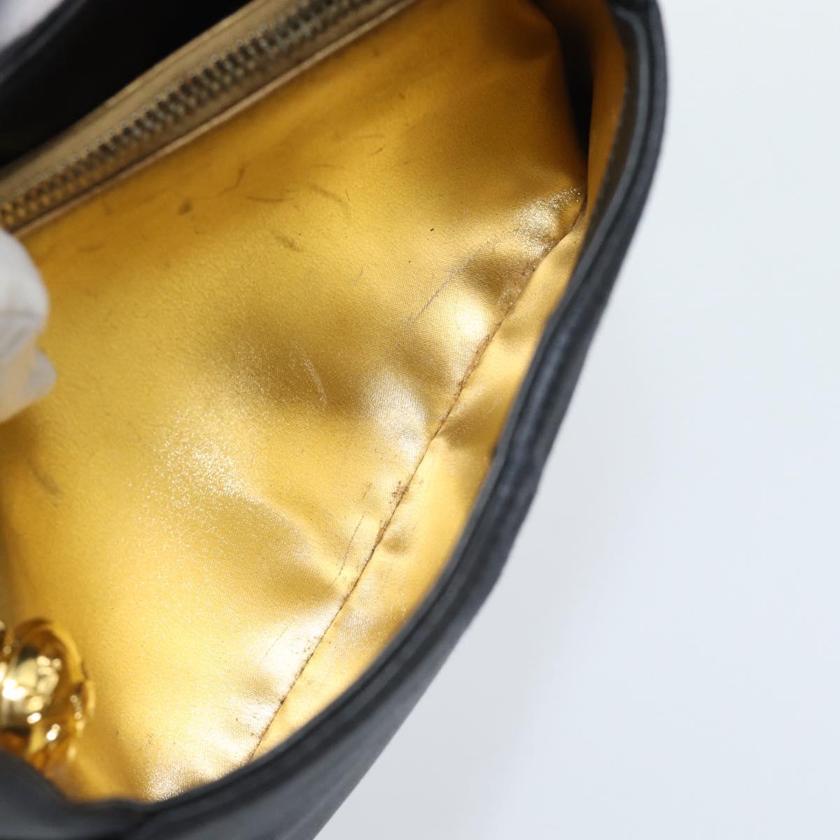 Salvatore Ferragamo Hand Bag Satin Black Gold Auth 190618