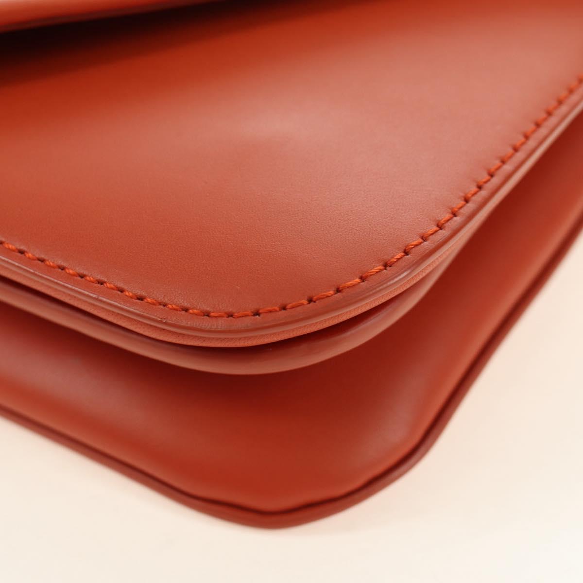 BOTTEGA VENETA Mount Chain Shoulder Bag Leather 2way Orange Gold Auth 190620V