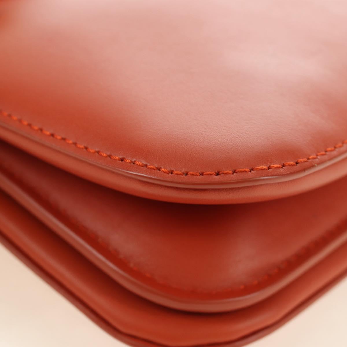 BOTTEGA VENETA Mount Chain Shoulder Bag Leather 2way Orange Gold Auth 190620V