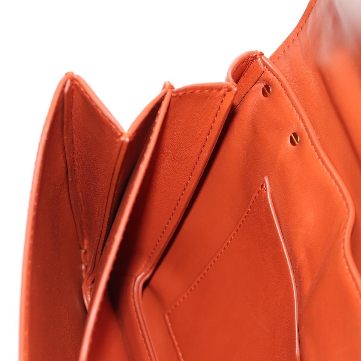 BOTTEGA VENETA Mount Chain Shoulder Bag Leather 2way Orange Gold Auth 190620V