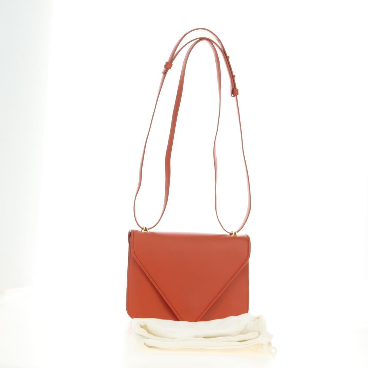 BOTTEGA VENETA Mount Chain Shoulder Bag Leather 2way Orange Gold Auth 190620V