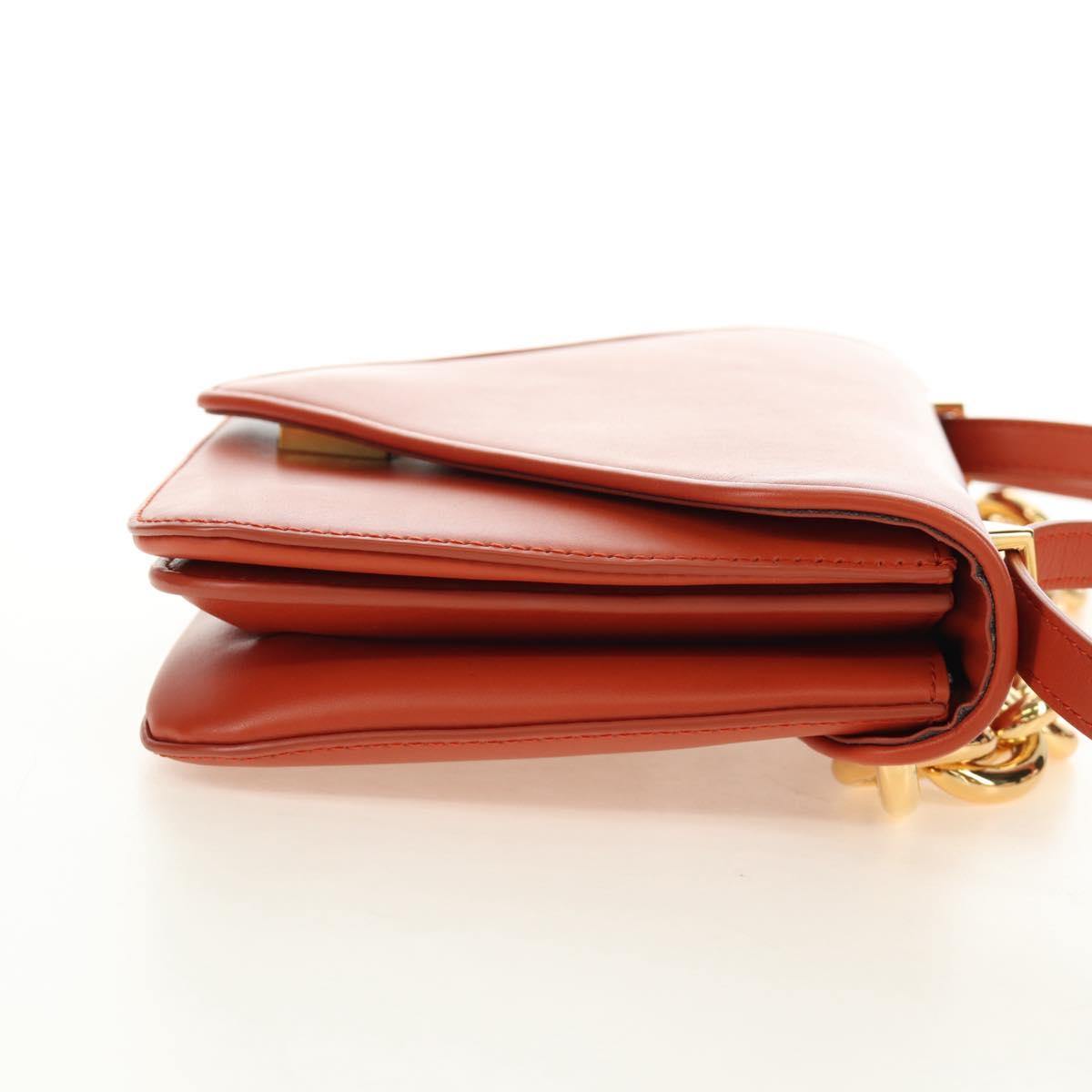 BOTTEGA VENETA Mount Chain Shoulder Bag Leather 2way Orange Gold Auth 190620V