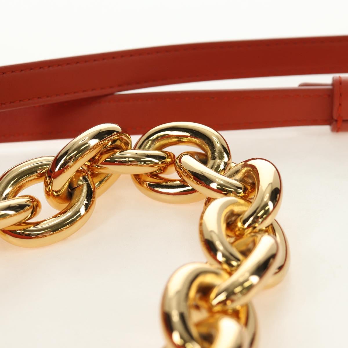 BOTTEGA VENETA Mount Chain Shoulder Bag Leather 2way Orange Gold Auth 190620V