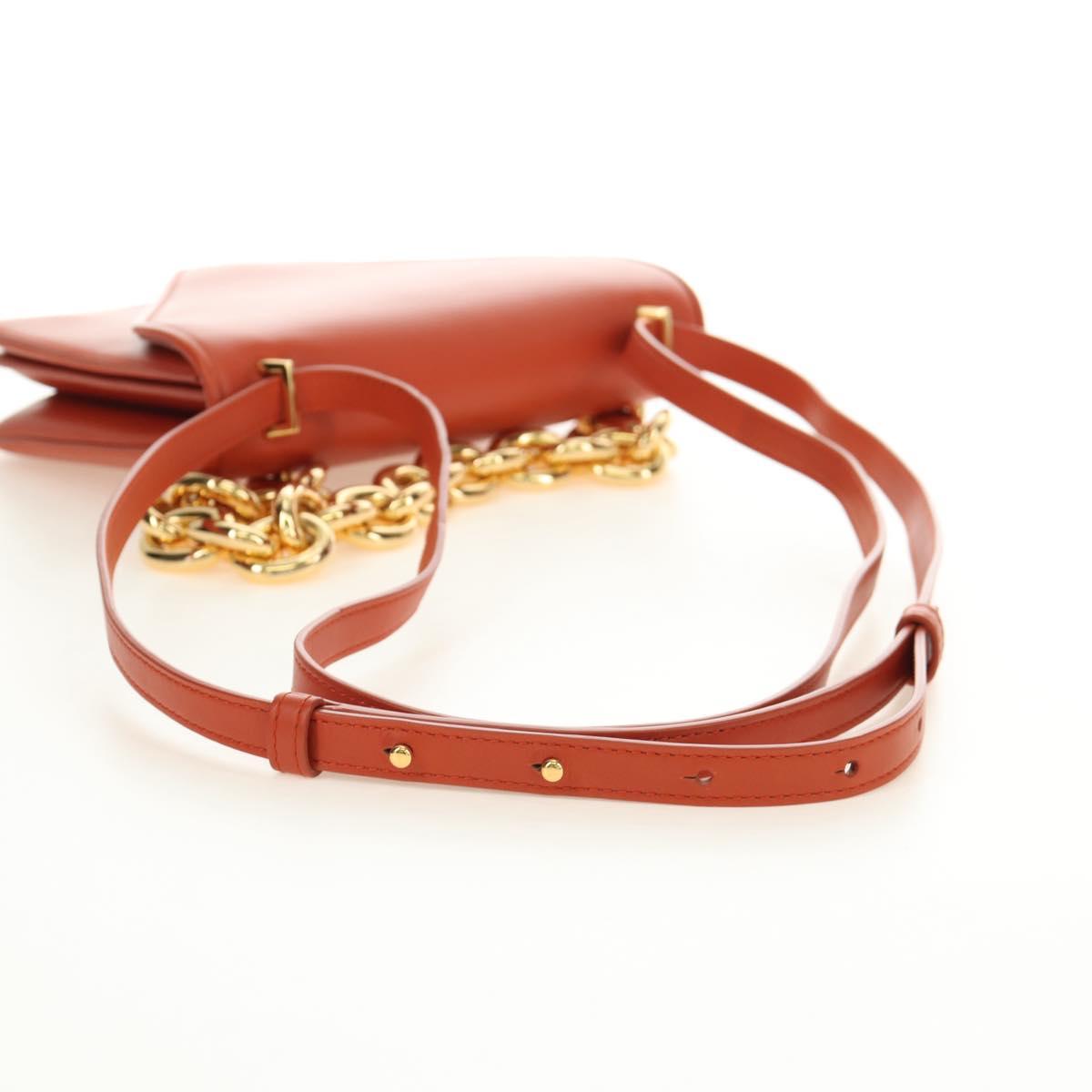 BOTTEGA VENETA Mount Chain Shoulder Bag Leather 2way Orange Gold Auth 190620V