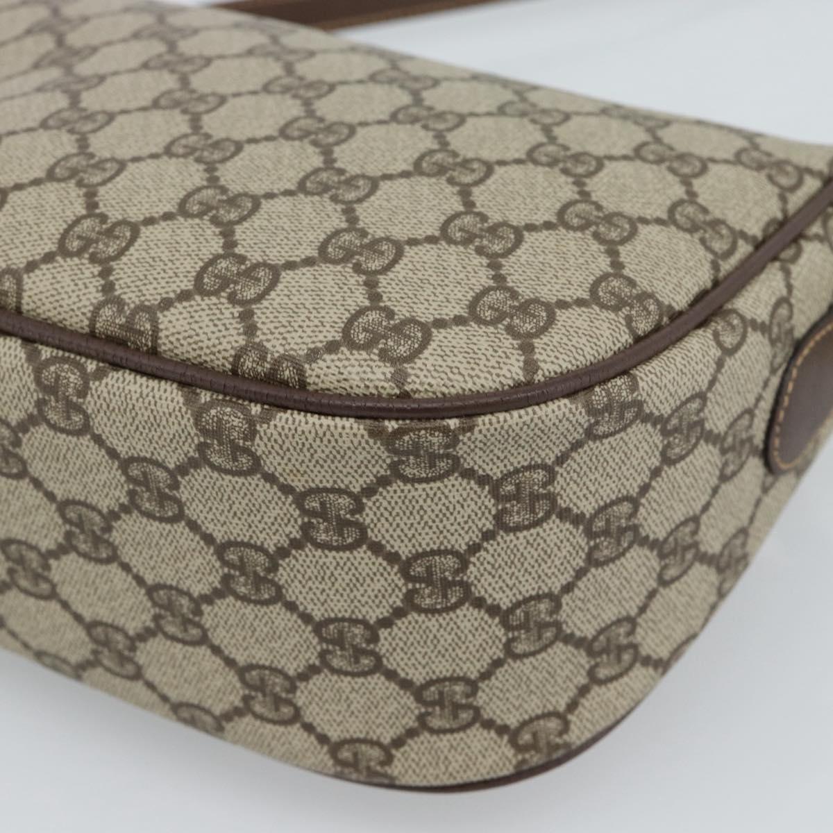 GUCCI GG Supreme Web Sherry Line Shoulder Bag PVC Beige Gold Auth 190621