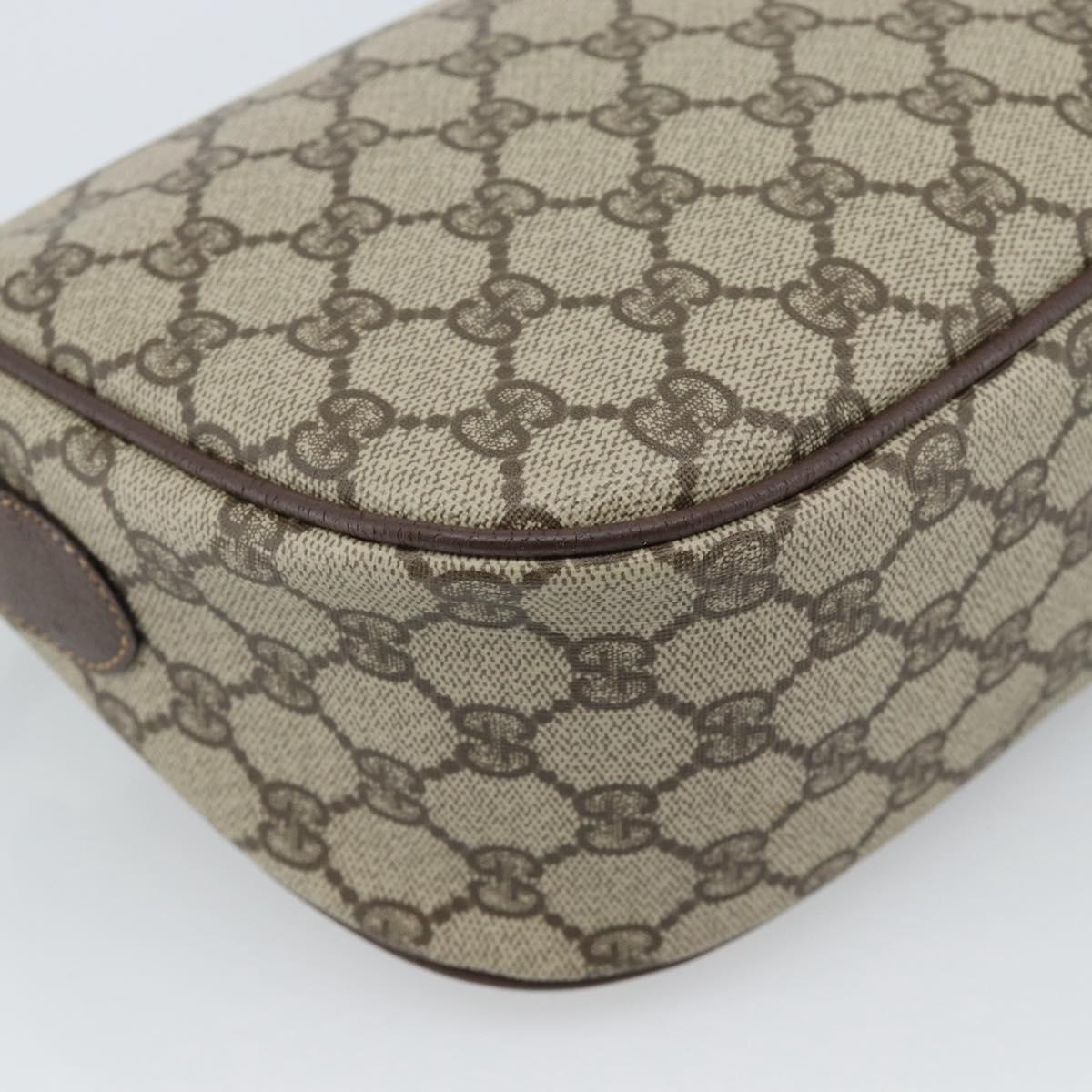 GUCCI GG Supreme Web Sherry Line Shoulder Bag PVC Beige Gold Auth 190621