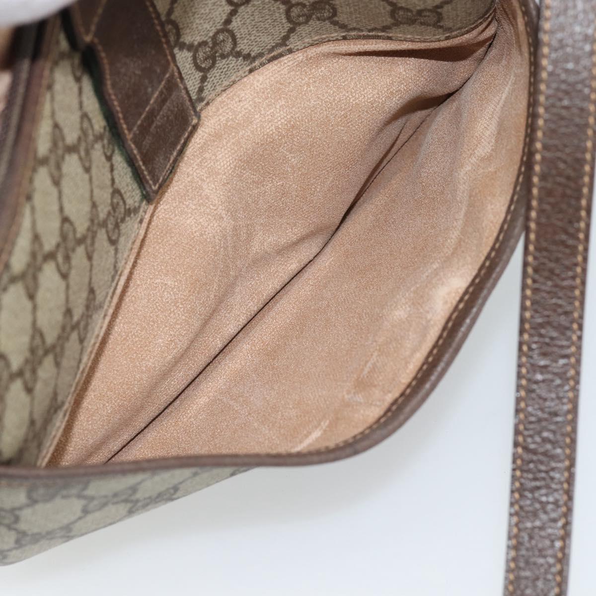 GUCCI GG Supreme Web Sherry Line Shoulder Bag PVC Beige Gold Auth 190621