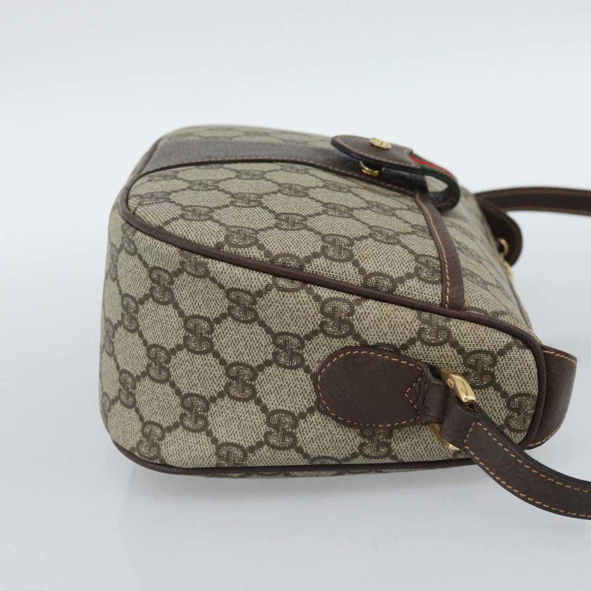 GUCCI GG Supreme Web Sherry Line Shoulder Bag PVC Beige Gold Auth 190621