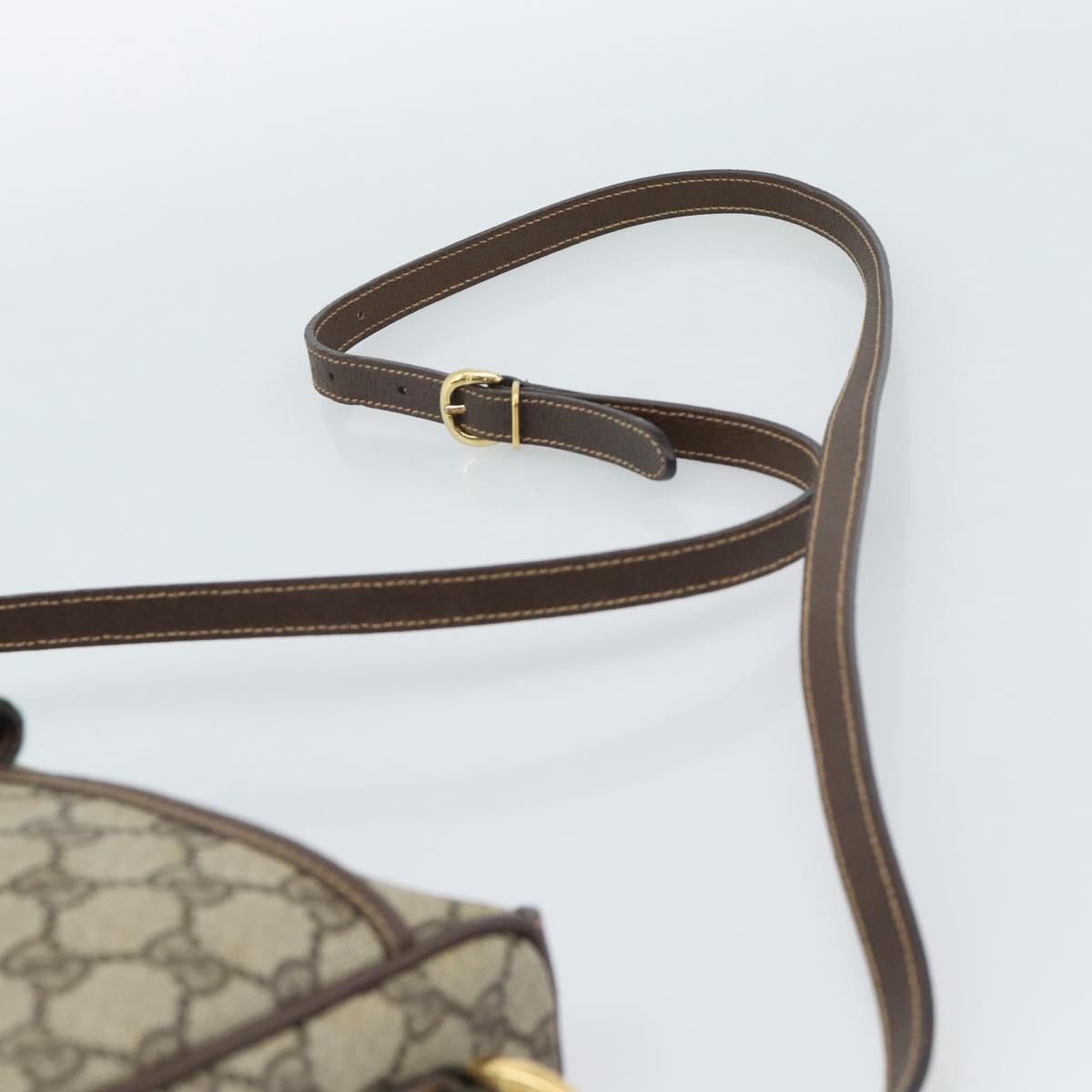 GUCCI GG Supreme Web Sherry Line Shoulder Bag PVC Beige Gold Auth 190621