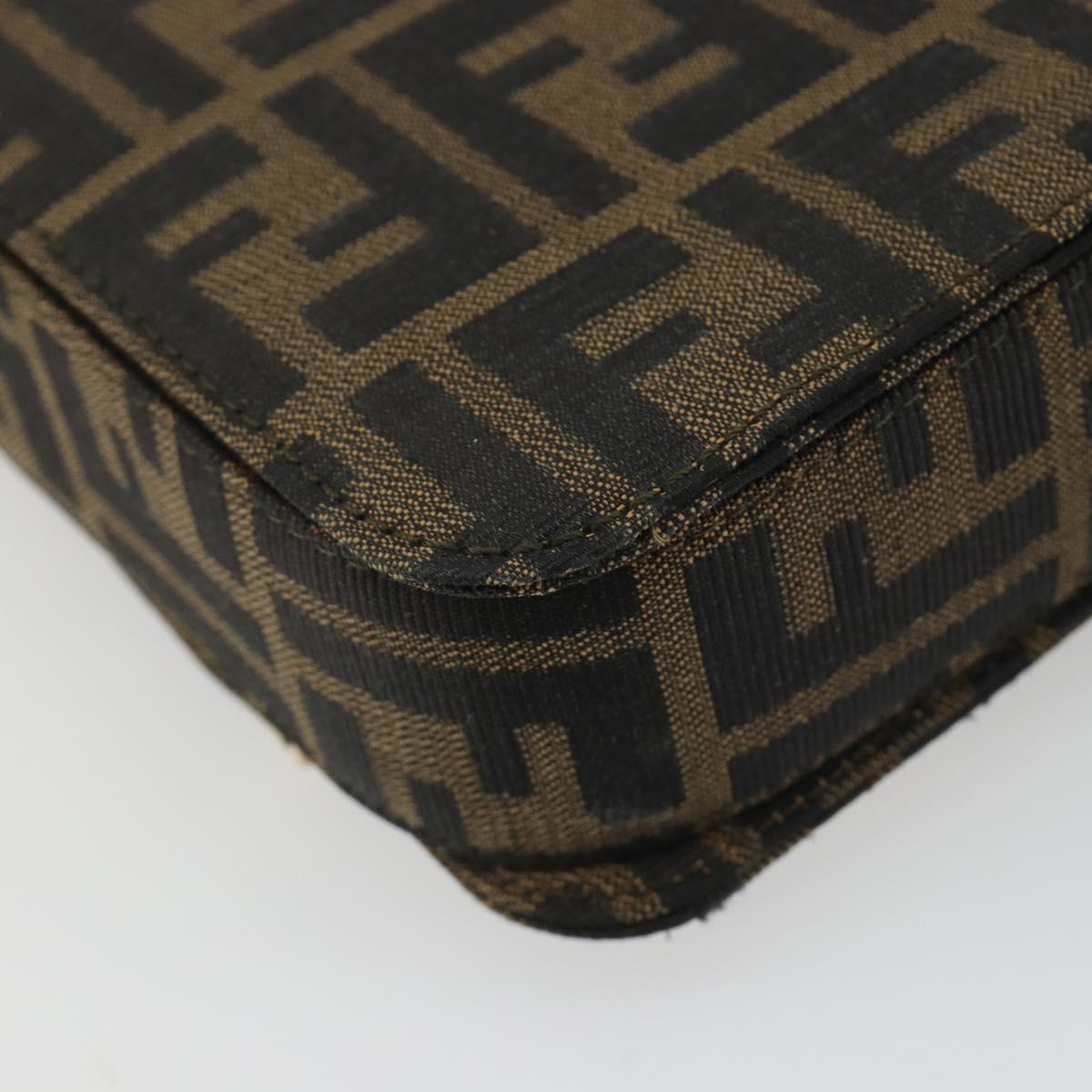 FENDI Zucca Canvas Shoulder Bag Black Brown Auth 190627SAV