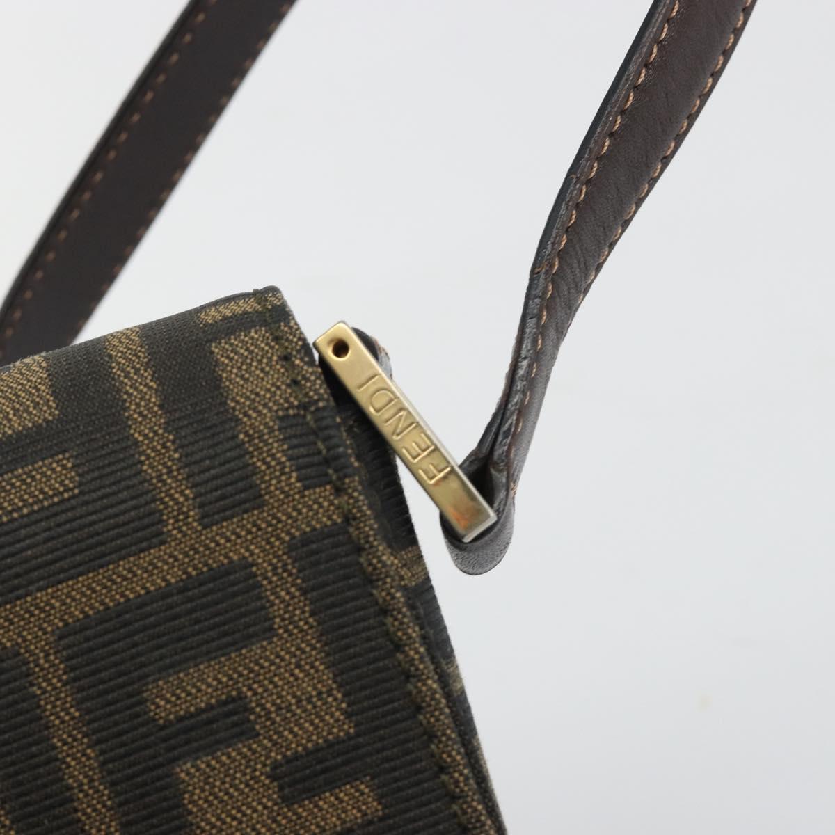 FENDI Zucca Canvas Shoulder Bag Black Brown Auth 190627SAV