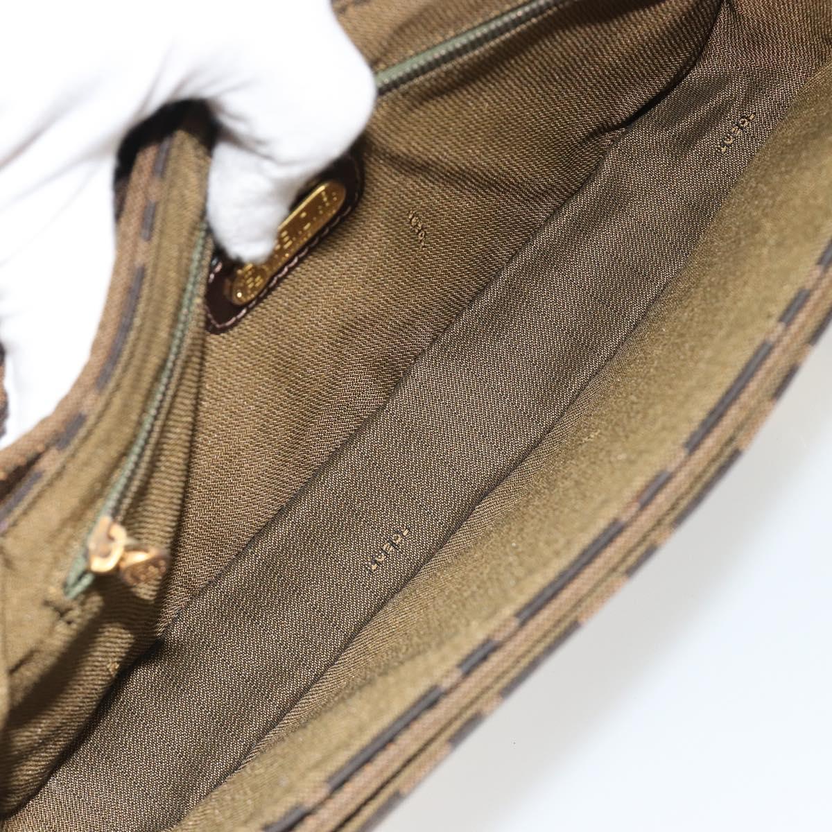FENDI Zucca Canvas Shoulder Bag Black Brown Auth 190627SAV