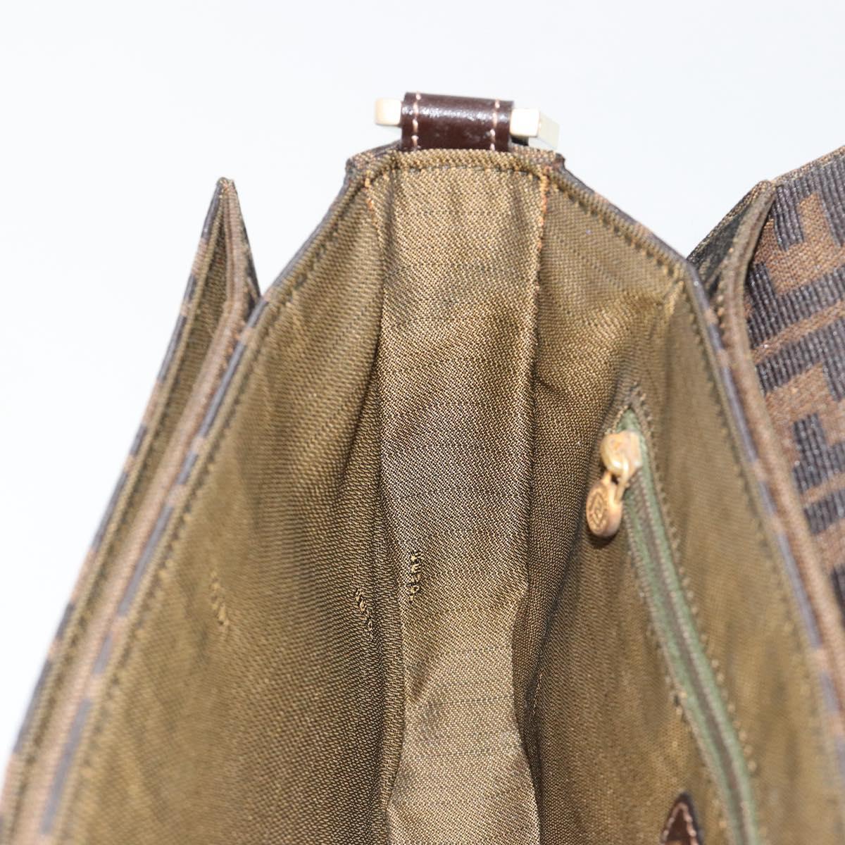 FENDI Zucca Canvas Shoulder Bag Black Brown Auth 190627SAV