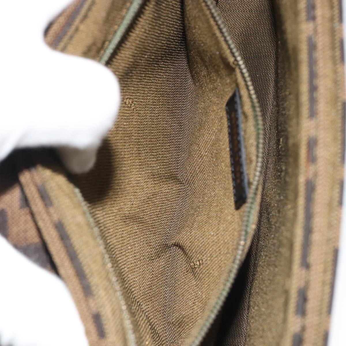 FENDI Zucca Canvas Shoulder Bag Black Brown Auth 190627SAV
