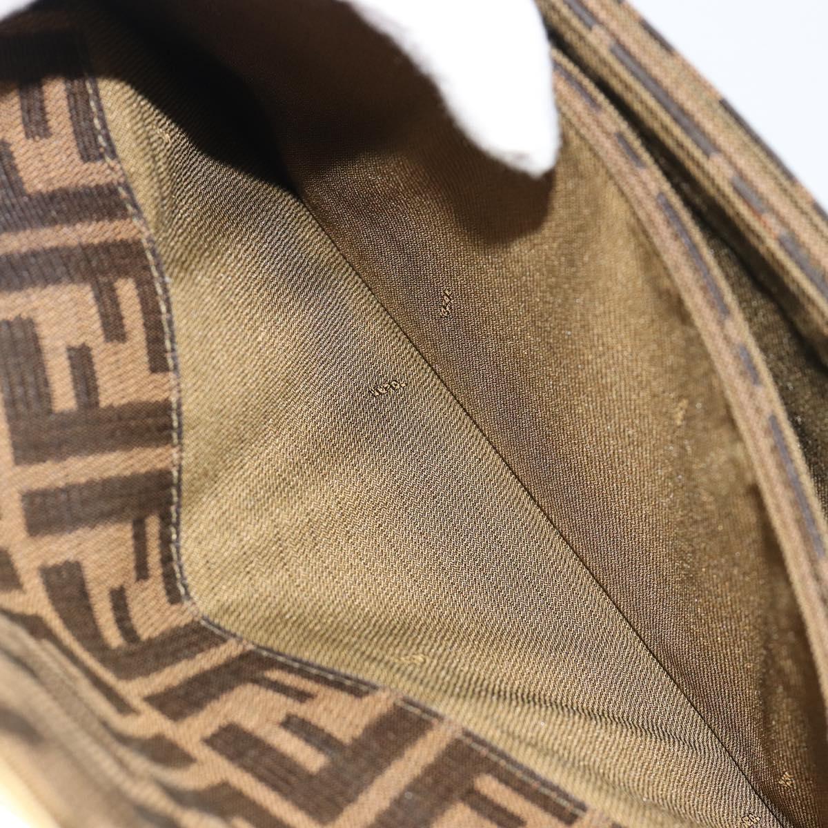 FENDI Zucca Canvas Shoulder Bag Black Brown Auth 190627SAV
