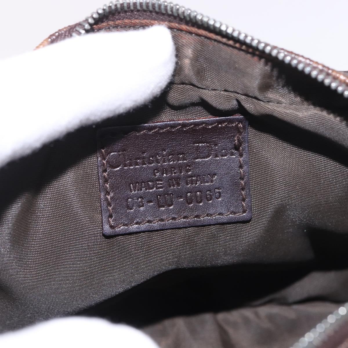 Christian Dior Trotter Canvas Hand Pouch PVC Brown Silver Auth 190629V
