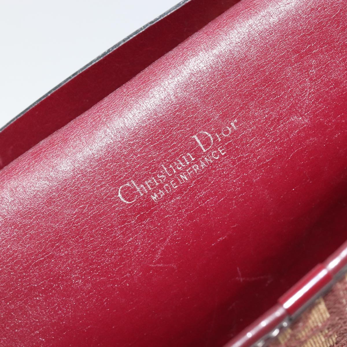 Christian Dior Trotter Canvas Chain Shoulder Bag Red Gold Auth 190630