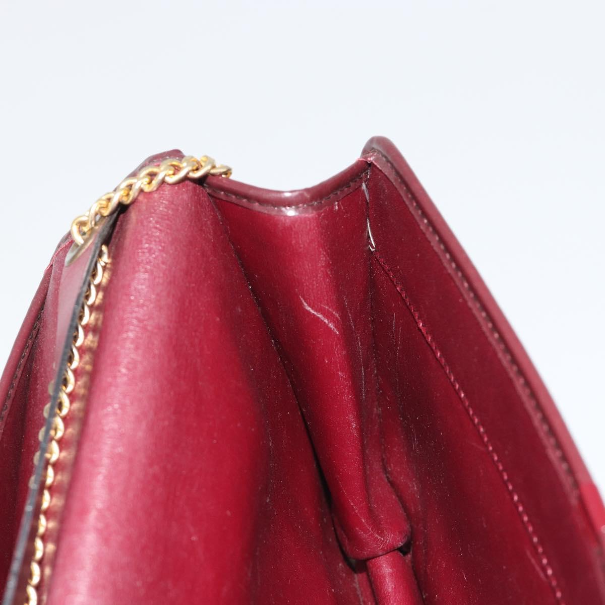 Christian Dior Trotter Canvas Chain Shoulder Bag Red Gold Auth 190630