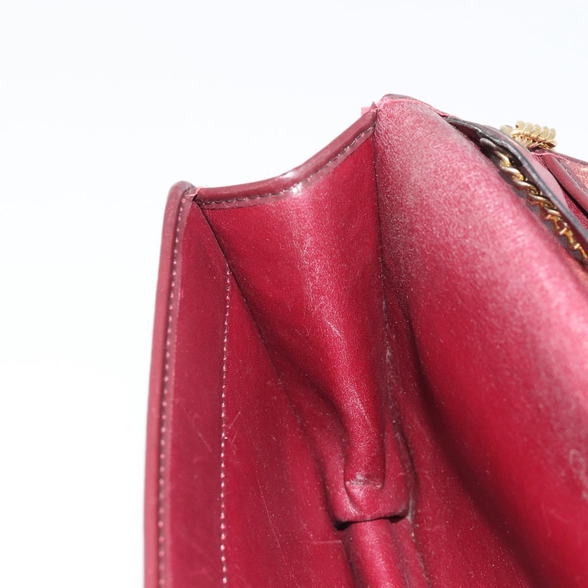 Christian Dior Trotter Canvas Chain Shoulder Bag Red Gold Auth 190630