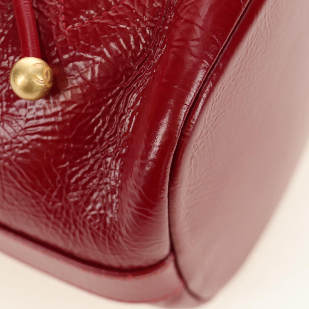 CHANEL COCO Mark Chain Shoulder Bag Leather Red Gold CC Auth 190631SV