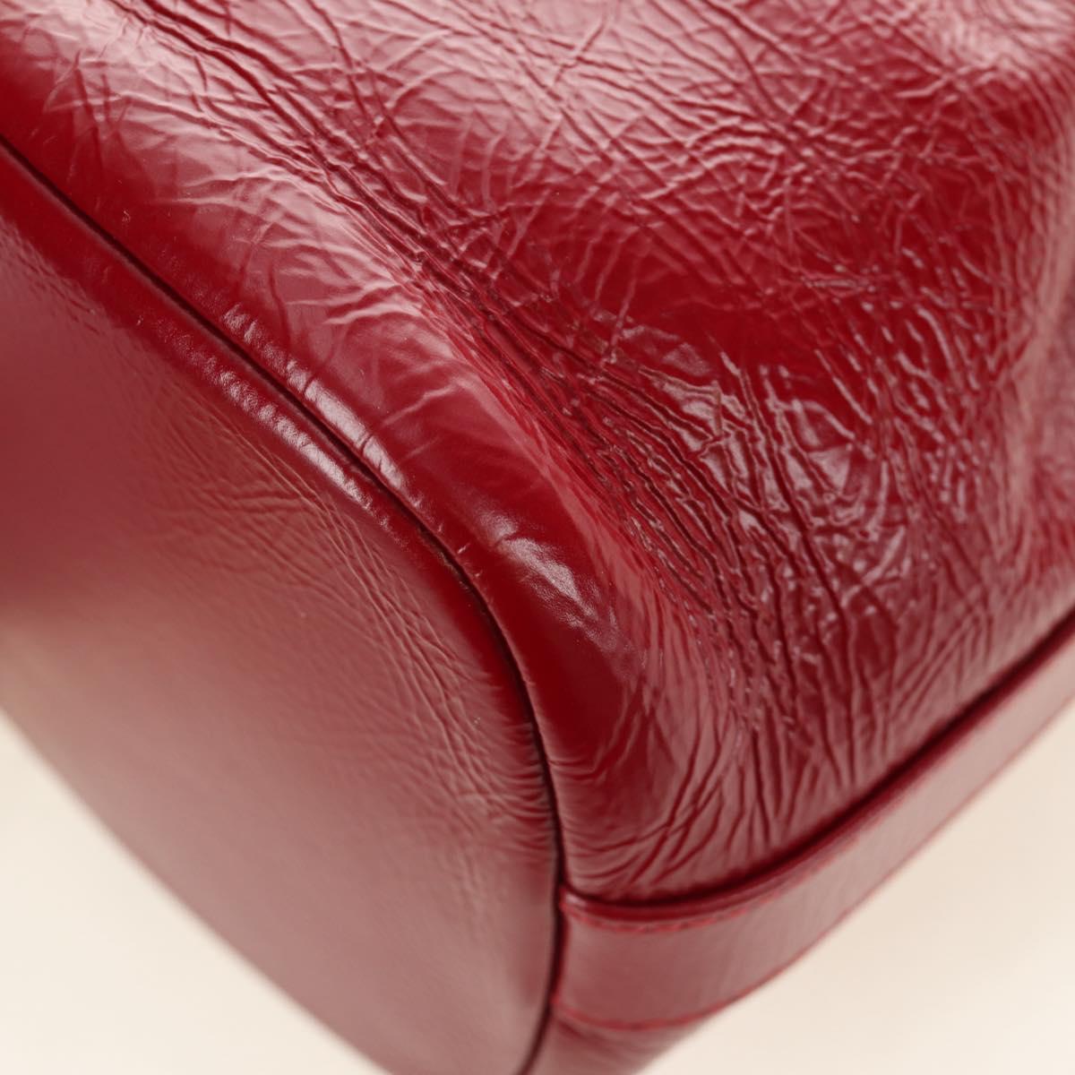 CHANEL COCO Mark Chain Shoulder Bag Leather Red Gold CC Auth 190631SV