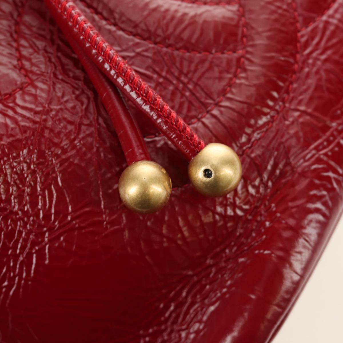 CHANEL COCO Mark Chain Shoulder Bag Leather Red Gold CC Auth 190631SV