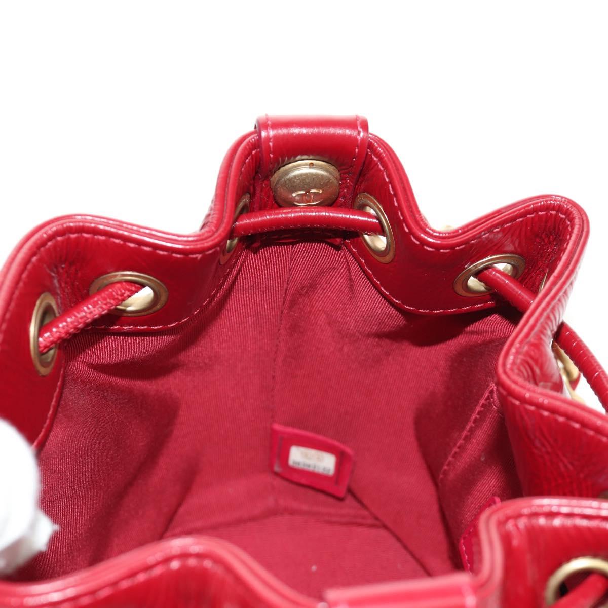 CHANEL COCO Mark Chain Shoulder Bag Leather Red Gold CC Auth 190631SV