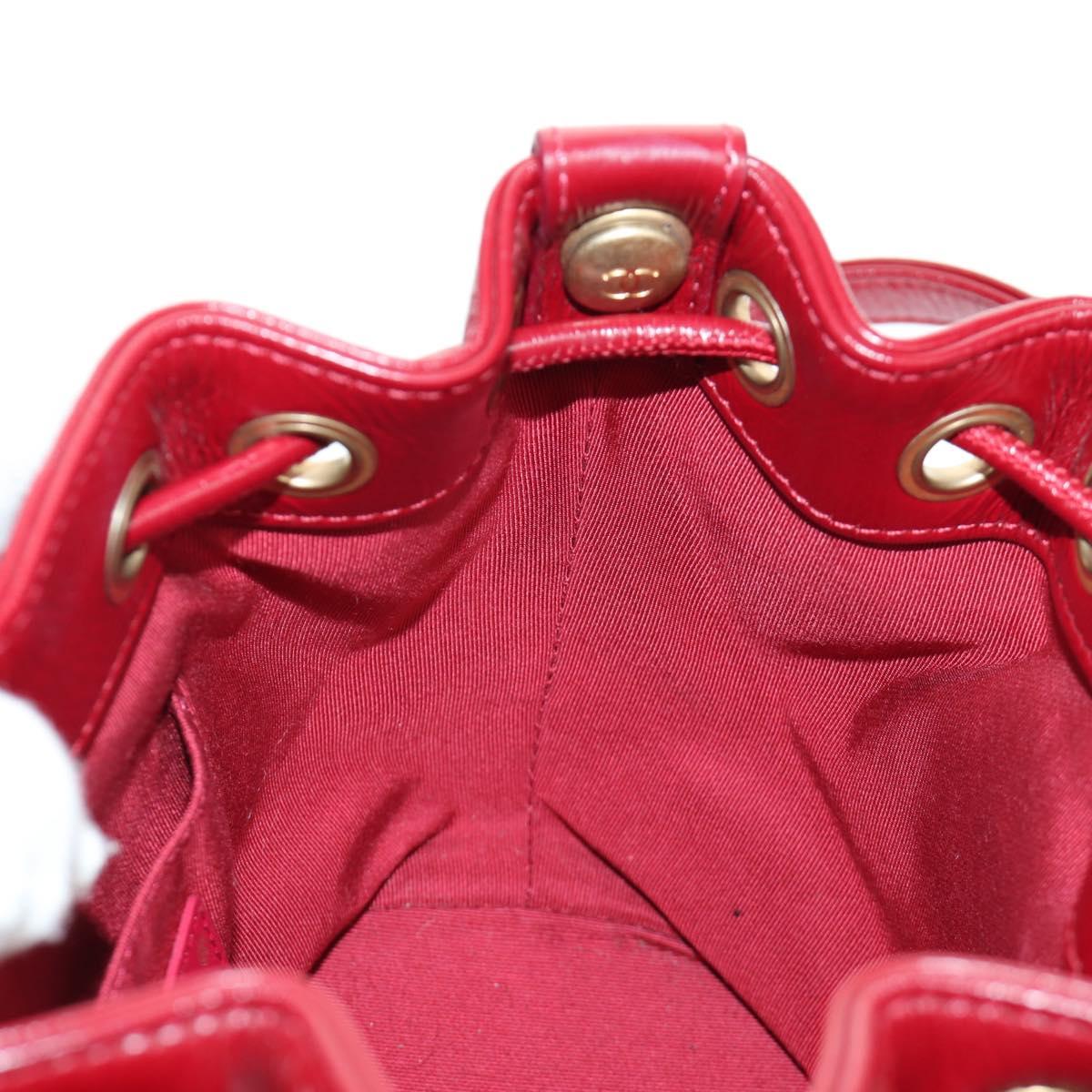 CHANEL COCO Mark Chain Shoulder Bag Leather Red Gold CC Auth 190631SV