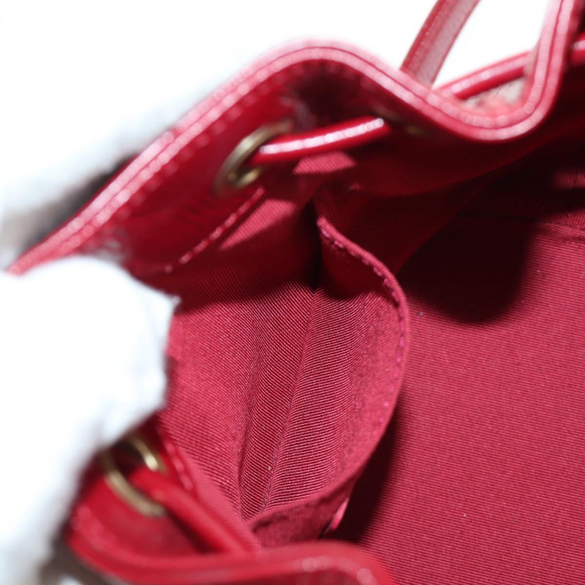 CHANEL COCO Mark Chain Shoulder Bag Leather Red Gold CC Auth 190631SV