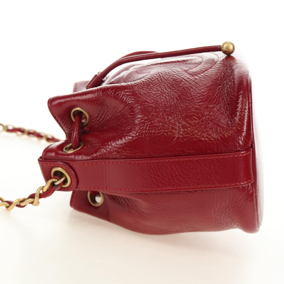 CHANEL COCO Mark Chain Shoulder Bag Leather Red Gold CC Auth 190631SV
