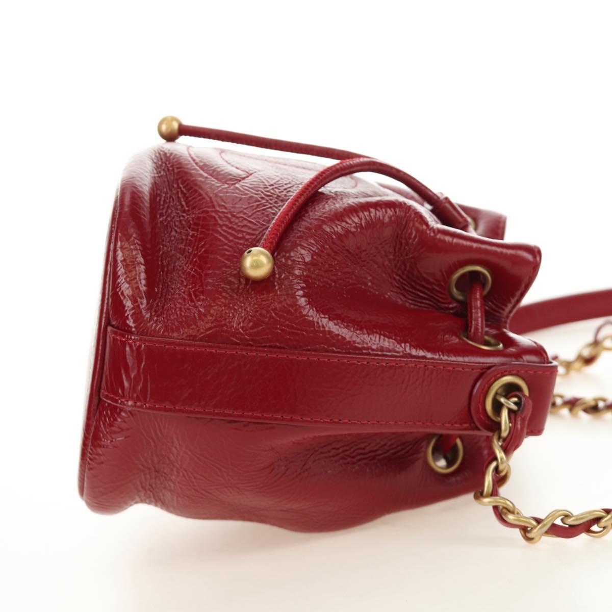 CHANEL COCO Mark Chain Shoulder Bag Leather Red Gold CC Auth 190631SV