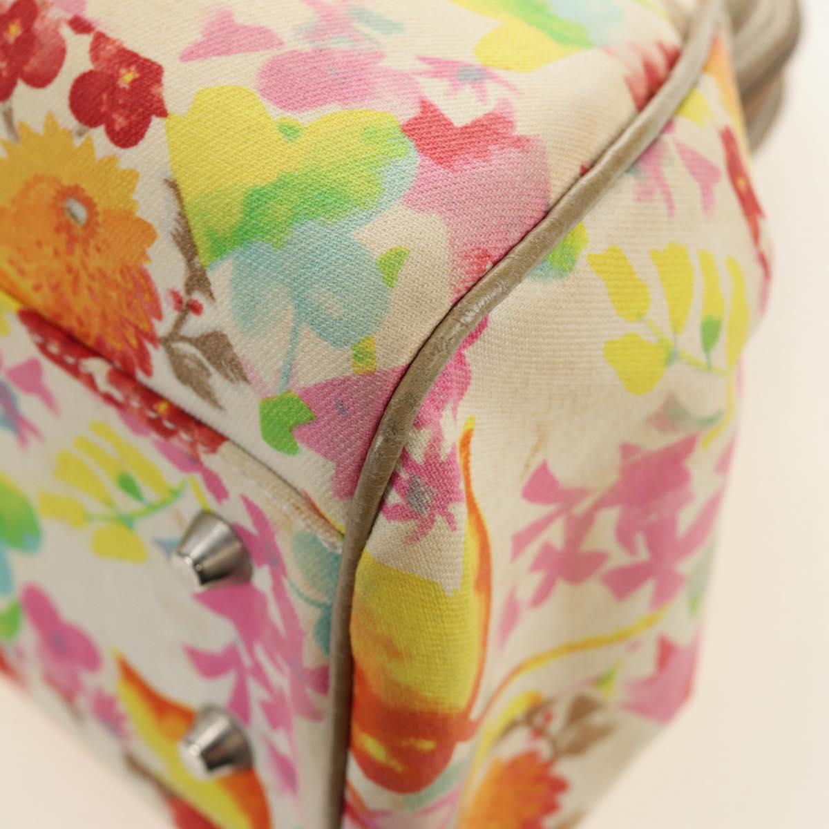 Christian Dior Boston Bag Canvas Multicolor Silver Auth 190638M