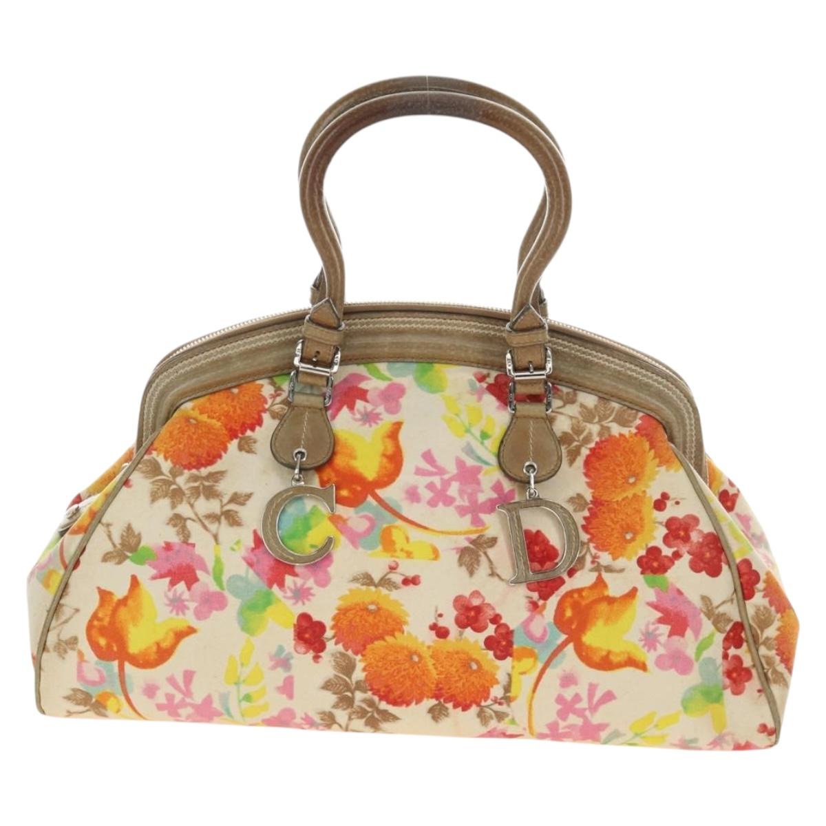 Christian Dior Boston Bag Canvas Multicolor Silver Auth 190638M
