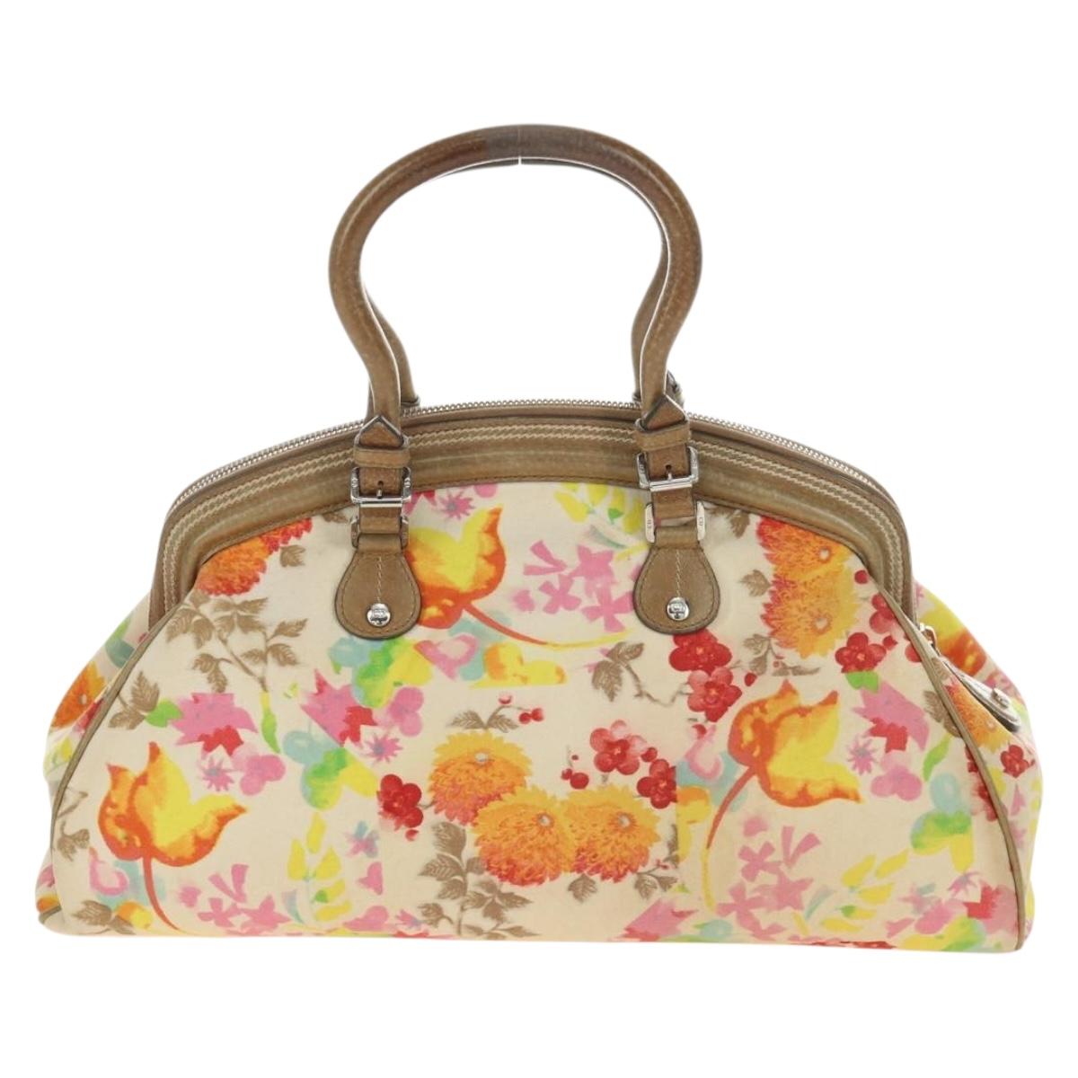 Christian Dior Boston Bag Canvas Multicolor Silver Auth 190638M
