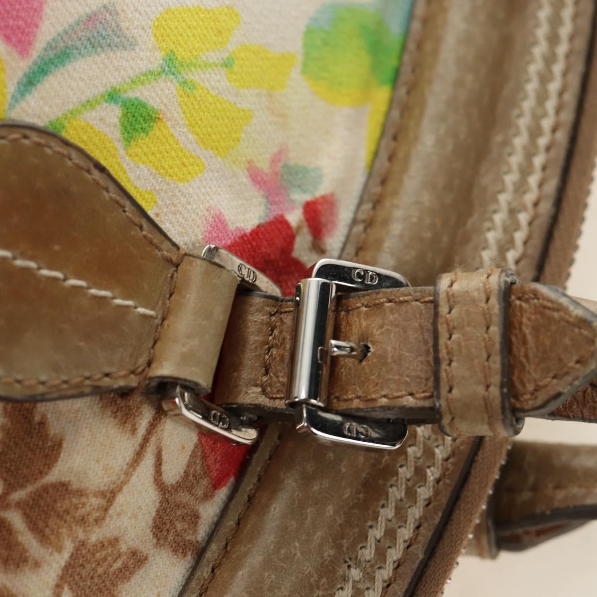 Christian Dior Boston Bag Canvas Multicolor Silver Auth 190638M