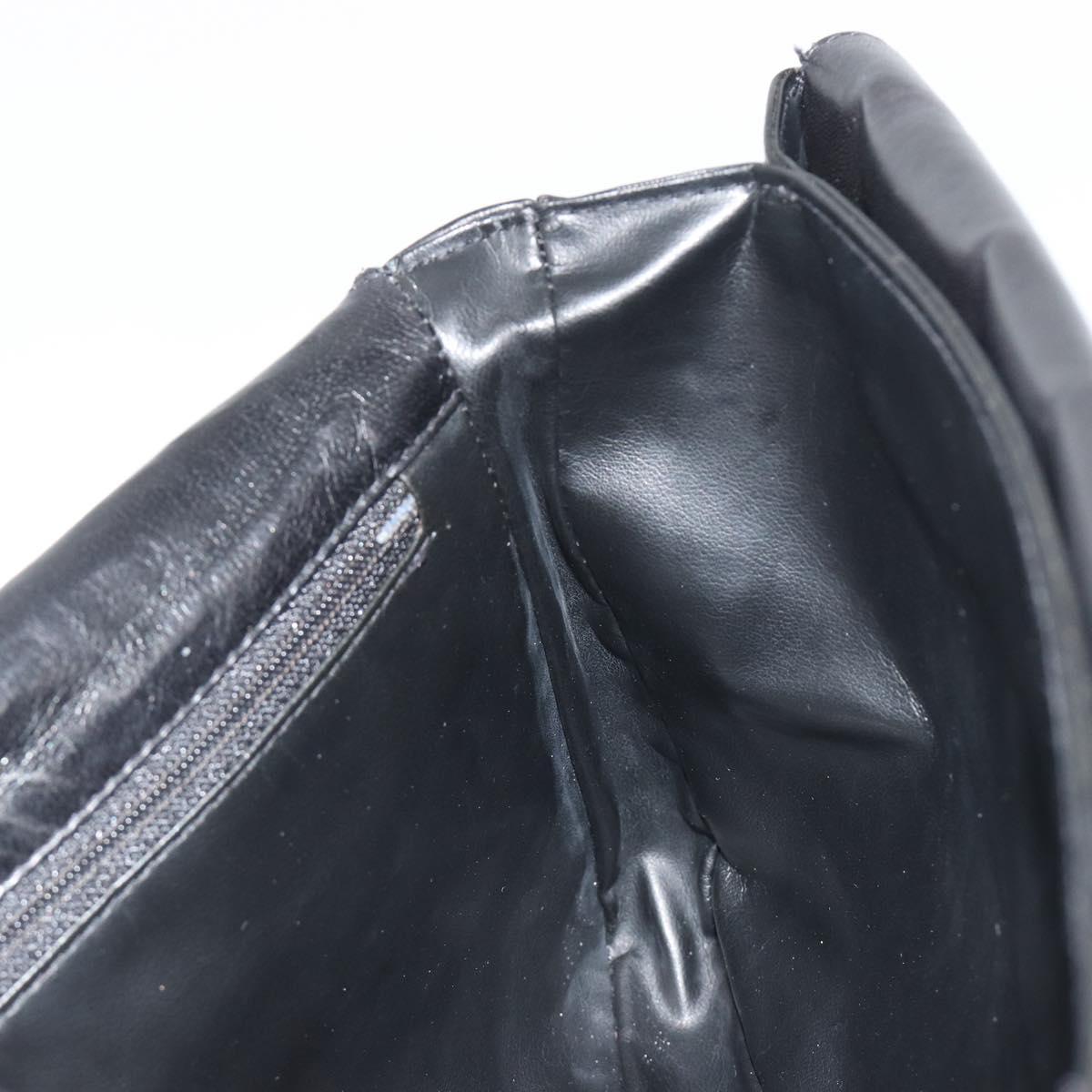 BALLY Chain Shoulder Bag Leather Black Gold Auth 190641A