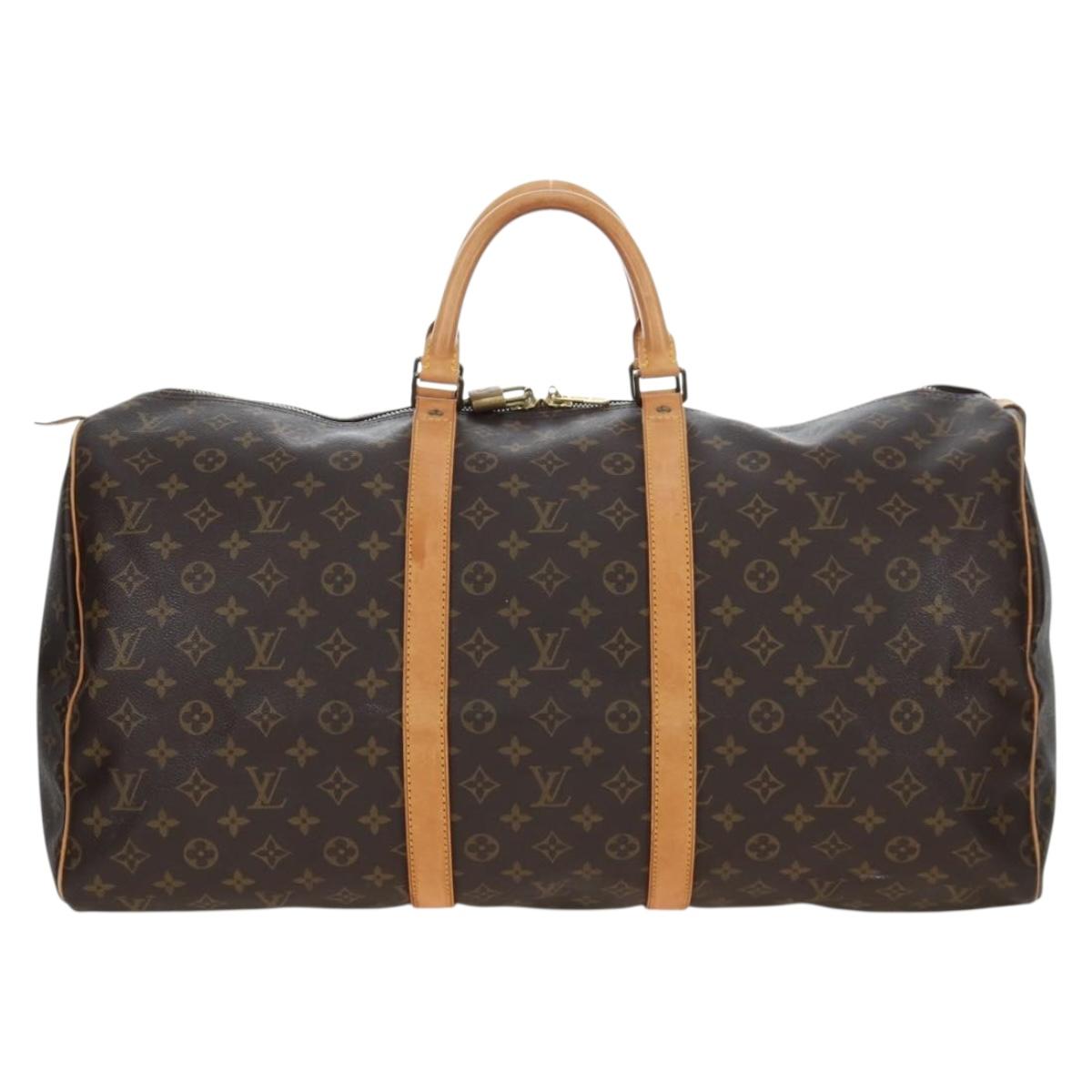 LOUIS VUITTON Monogram Keepall 55 Boston Bag M41424 LV Auth 190643A