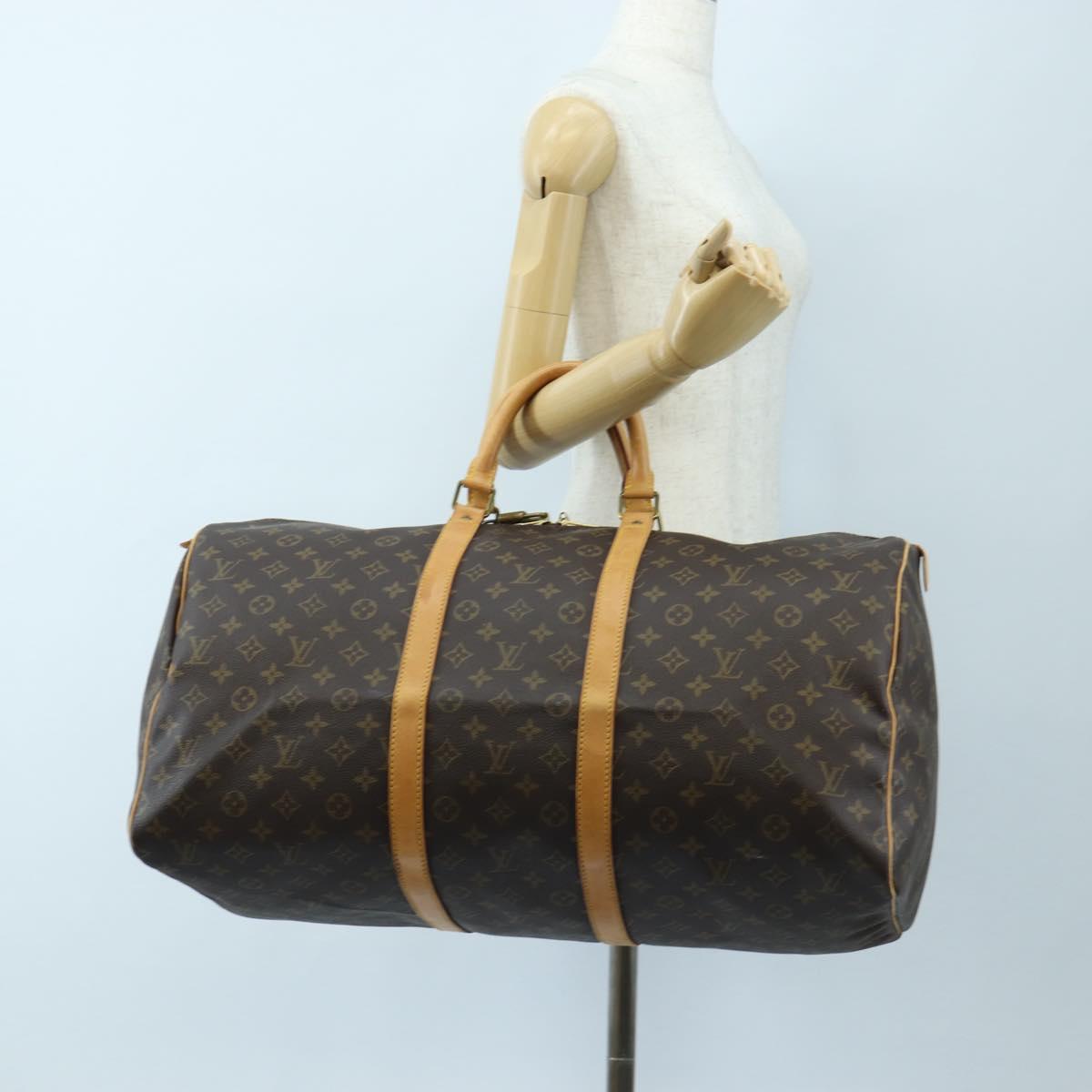 LOUIS VUITTON Monogram Keepall 55 Boston Bag M41424 LV Auth 190643A